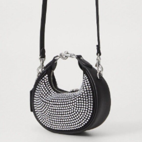 Coach Jonie Mini Bag CW574 Black Crystal Beaded Leather Crossbody Wristlet - Picture 14 of 14